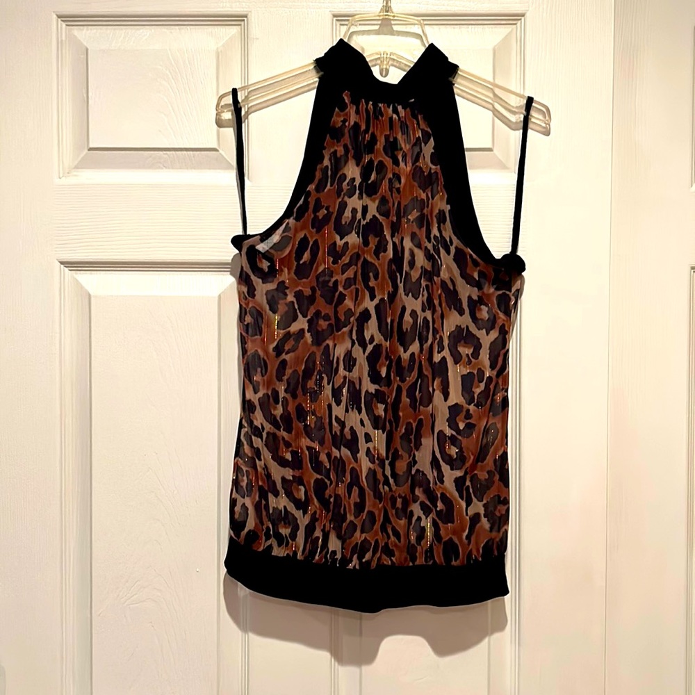 Sushi Flower Halter Top Animal print Sz L